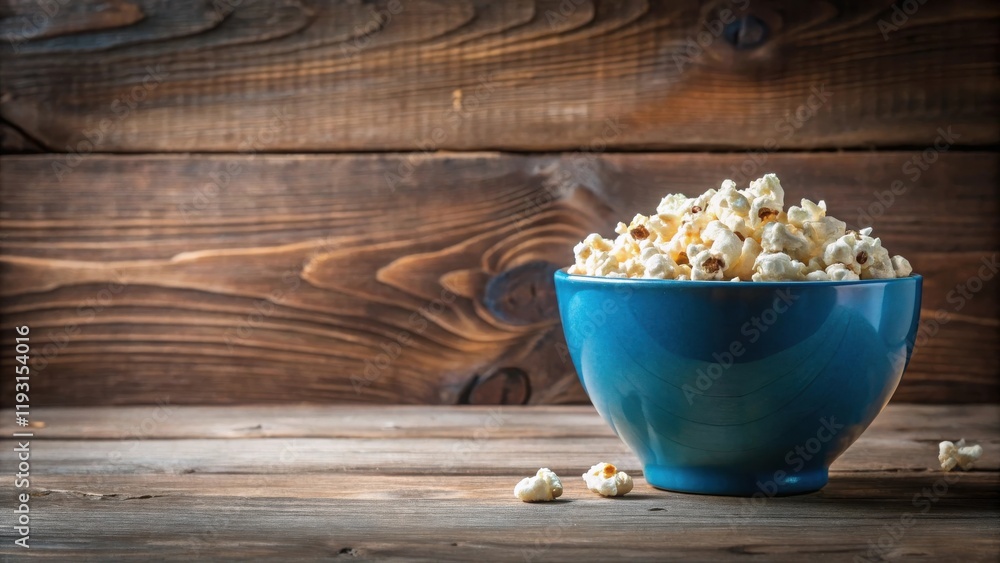 Aufkleber a bowl of buttery popcorn on a rustic wooden table