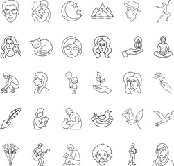 Simple Line Icons Peace, Nature, People, Spirituality, Art
