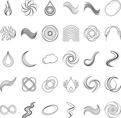 Fototapeta premium Abstract Flowing Lines Water, Fire, Nature, Swirls, Symbols