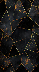 Elegant black background with golden lines and abstract geometric patterns