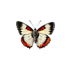 Obraz premium Elegance of Butterfly: This striking watercolor illustration showcases a beautiful butterfly. The delicate details of its wings, with their striking color, and symmetrical patterns are the main focus.