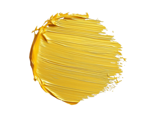 Yellow paint stroke isolated on transparent or white background, png