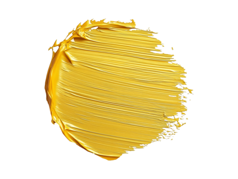 Yellow paint stroke isolated on transparent or white background, png