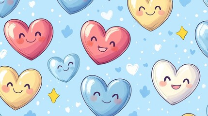 Cheerful clipart dancing hearts with smiling cartoon faces