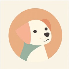 Cute puppy portrait, pastel colors, simple background, pet profile picture