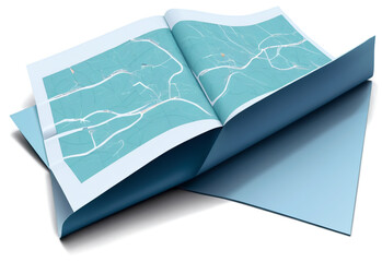 A folded map icon featuring visible creases, symbolizing navigation, travel, and exploration. Perfect for digital designs related to adventure, wayfinding, and geographic tools.PNG