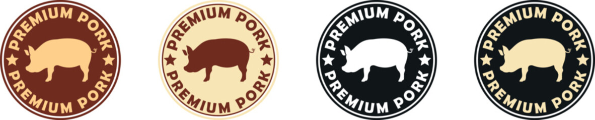 Premium pork Badge Design with Retro Style in Multiple Colors