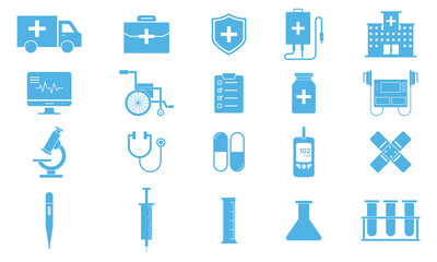 Medical Equipment and Healthcare Icon Set.