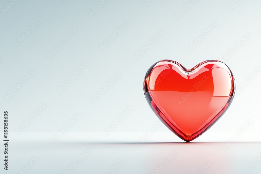 Aufkleber a single, flat heart icon with a subtle shadow effect, rendered in vibrant red against a light gray 