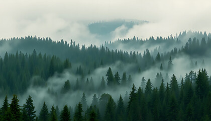 Mystical Misty Forest Landscape