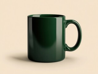 Blank green coffee mug isolated on a solid off-white background