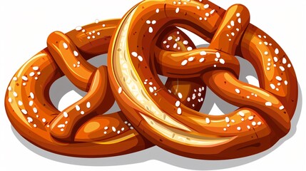 Delicious Freshly Baked Pretzel Isolated on White Top View