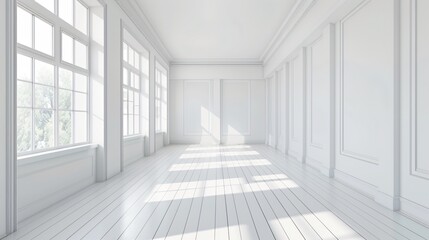 Modern White Cartoon Style Interior 3D Rendering