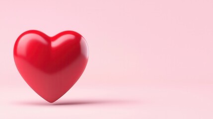 A bright red heart on a soft pink background, symbolizing love and affection.