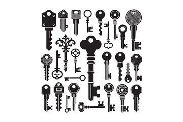 key vector icon set