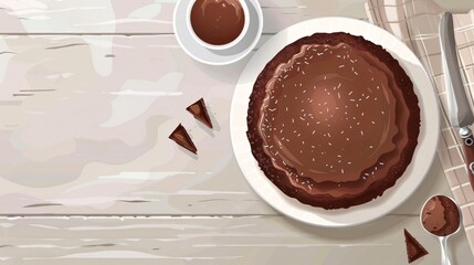 Delicious Homemade Chocolate Sponge Cake on Light Grey Table Top