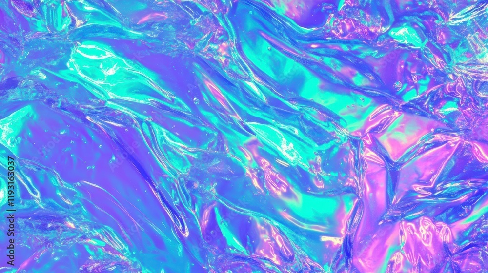 Poster vibrant abstract texture with iridescent colors, creating a fluid and dynamic visual effect, perfect