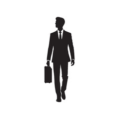 a businessman going to the office silhouette vector illustration isolated on a white background