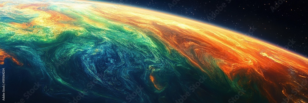Poster half of the planet earth displayed from space with vibrant colors and unique atmospheric effects cap