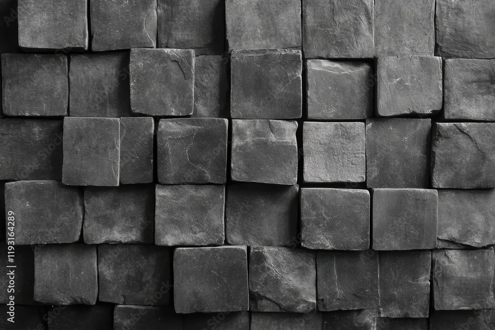Poster abstract composition of dark stone tiles arranged in a geometric pattern, suitable for backgrounds a