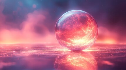 A glowing orb representing new life, abstract view, modern style, minimalist design, soft and vibrant colors, symbolic