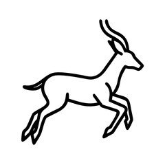 antelope running icon, antelope running line art - simple line art of antelope running, perfect for antelope running logos and icons and themed design