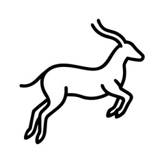 antelope running icon, antelope running line art - simple line art of antelope running, perfect for antelope running logos and icons and themed design