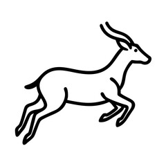 antelope running icon, antelope running line art - simple line art of antelope running, perfect for antelope running logos and icons and themed design