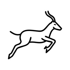 antelope running icon, antelope running line art - simple line art of antelope running, perfect for antelope running logos and icons and themed design