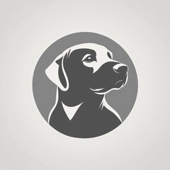 Elegant Labrador Retriever profile, grey background, pet portrait, logo design