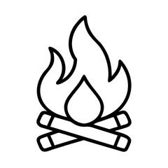 campfire icon, campfire line art - simple line art of campfire, perfect for campfire logos and icons and themed design