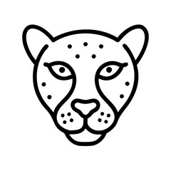 cheetah s face close up icon, cheetah s face close up line art - simple line art of cheetah s face close up, perfect for cheetah s face close up logos and icons and themed design