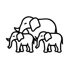 elephant herd icon, elephant herd line art - simple line art of elephant herd, perfect for elephant herd logos and icons and themed design