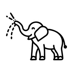 elephant spraying water icon, elephant spraying water line art - simple line art of elephant spraying water, perfect for elephant spraying water logos and icons and themed design