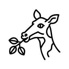 giraffe eating leaves icon, giraffe eating leaves line art - simple line art of giraffe eating leaves, perfect for giraffe eating leaves logos and icons and themed design