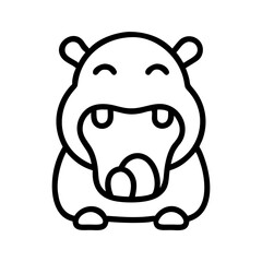 hippo yawning icon, hippo yawning line art - simple line art of hippo yawning, perfect for hippo yawning logos and icons and themed design