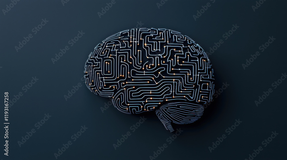Aufkleber conceptual image of glowing human brain made of intricate circuits, symbolizing technology and intel
