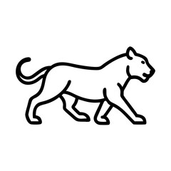 lioness hunting icon, lioness hunting line art - simple line art of lioness hunting, perfect for lioness hunting logos and icons and themed design
