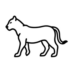 lioness hunting icon, lioness hunting line art - simple line art of lioness hunting, perfect for lioness hunting logos and icons and themed design