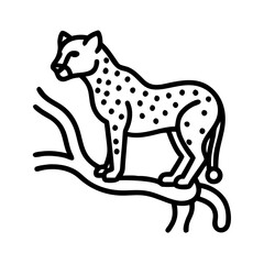 leopard in a tree icon, leopard in a tree line art - simple line art of leopard in a tree, perfect for leopard in a tree logos and icons and themed design