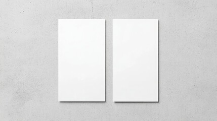 Fototapeta premium Two blank vertical posters on a concrete background, perfect for showcasing designs or artwork with a modern aesthetic.