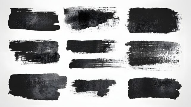Abstract Black Ink Brush Stroke Collection