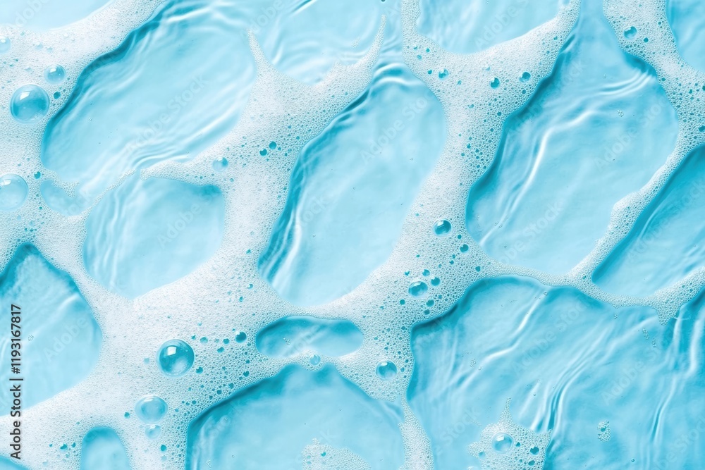 Aufkleber a serene blue water surface covered with bubbles, creating a calming and refreshing visual effect.