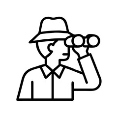 safari guide with binoculars icon, safari guide with binoculars line art - simple line art of safari guide with binoculars, perfect for safari guide with binoculars logos and icons and themed design