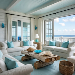 Coastal Beach House Living Room