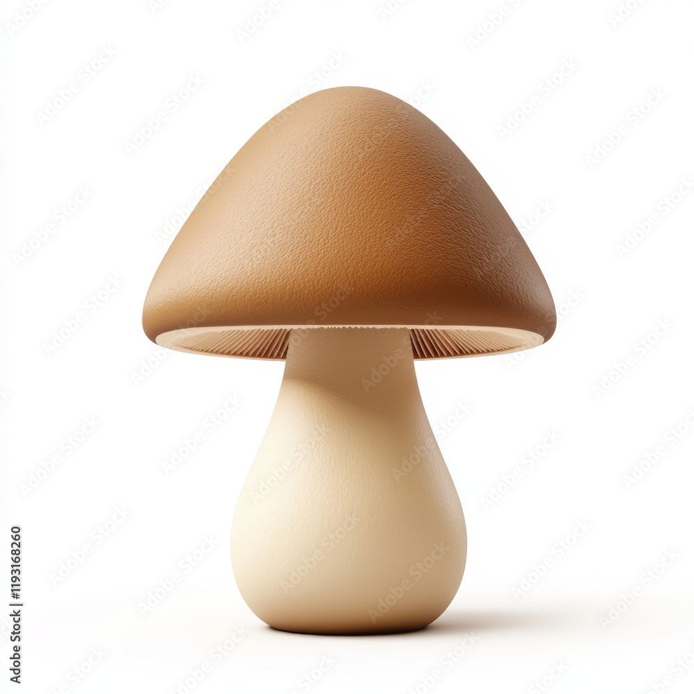 Poster smooth 3d render of a mushroom icon in minimalist style