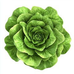 Fresh 3D Render of a Lush Lettuce Head Icon on White Background
