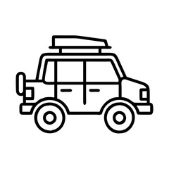 Fototapeta premium safari jeep with roof tent icon, safari jeep with roof tent line art - simple line art of safari jeep with roof tent, perfect for safari jeep with roof tent logos and icons and themed design