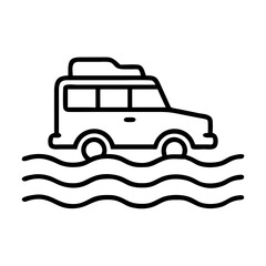 safari vehicle crossing river icon