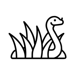 snake in grass icon, snake in grass line art - simple line art of snake in grass, perfect for snake in grass logos and icons and themed design